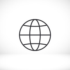 the globe black vector icon line linear style on the background. Best icon 10 eps illustration