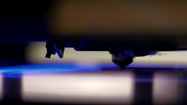 Close Up Shot Of 3D Printer In Action. Modern Technology At Work.