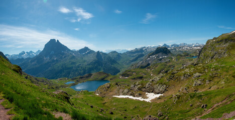 Pic du Midi Ossau and Ayous lake in the french Pyrenees mountains © Philipimage
