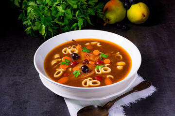 Czerninaa with noodles is a traditional Polish soup