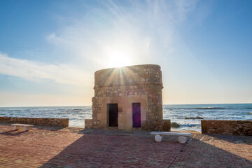 Fototapeta na wymiar Torre de la Mata is an old watchtower at the coast originally built in 14th century.