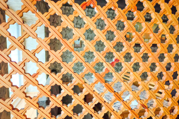 Wooden art mesh in a restaurant in Srinagar, Kashmir, Kashmir crafts