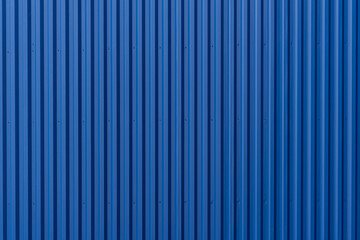 Striped Blue wave steel metal sheet cargo container line industry wall texture pattern for background.