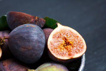 Fresh figs in a bowl on a table