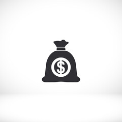 Money bag icon. bag with money. cash deposited Vector EPS 10. Flat Design