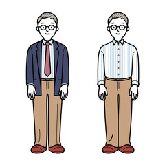 正面を向いて立つ男性のイラスト