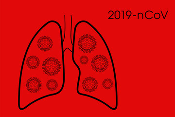 Human lungs Coronavirus pandemic SARS-Cov-2 icon. Image MERS-Cov-19 Coronavirus disease 2019 (COVID-19) quarantine 2019-nCoV illustration sign