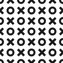 Seamless geometric abstract pattern with elements of cross and circle.