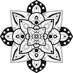 Decorative ethnic round mandala pattern. Anti-stress coloring book page for kids and adults. Vector illustration.