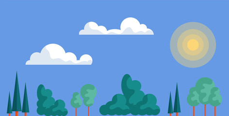 Fototapeta premium Banner with a landscape in flat style.