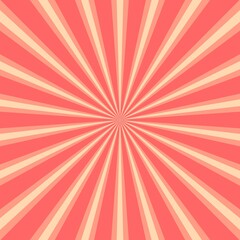 Sunlight wide retro faded background. Pale pink and beige color burst background.