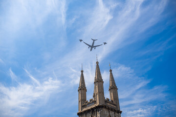 London, UK - 06/09/2018 : Air Display for Queen's Birthday, also called Trooping the colour is...