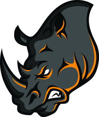 Aggressive Rhino Head Sport Team Logo
