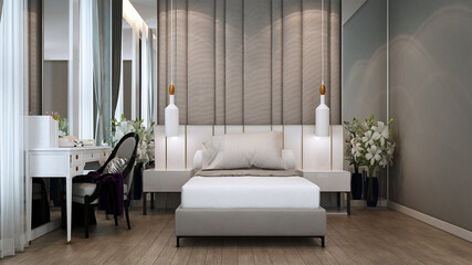 Modern luxury beautiful bedroom interior design 