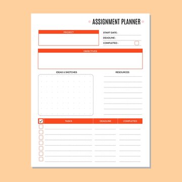 student planner, assignment planner page