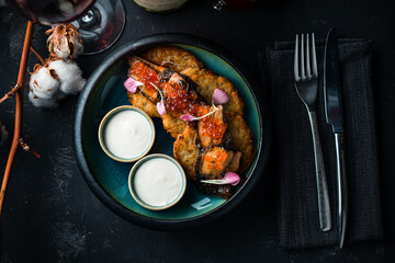 potato pancakes with caviar