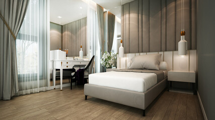 Modern luxury small bedroom interior design 