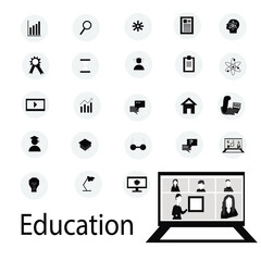 Online education elements. Web icon set.