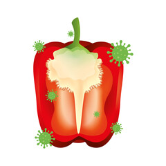 pepper vegetable with covid 19 virus design of 2019 ncov cov coronavirus infection and corona theme Vector illustration