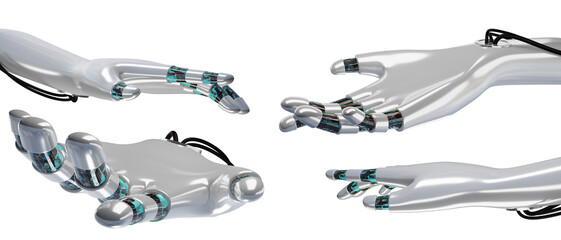 Verschiedene Cyborg Bionic Hände 3D Rendering