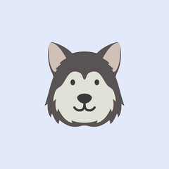 husky dog face. cute vector illustration