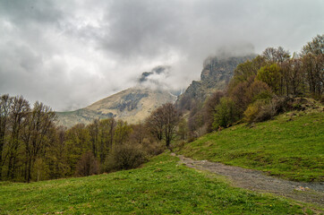 mountain landscape with clouds