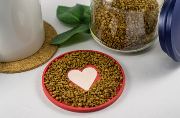 Powdered coffee product, Instant coffee with lovely heart