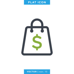 Shopping bag and currency icon vector design template