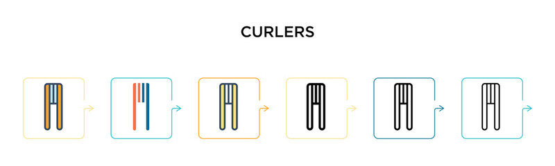 Curlers vector icon in 6 different modern styles. Black, two colored curlers icons designed in filled, outline, line and stroke style. Vector illustration can be used for web, mobile, ui