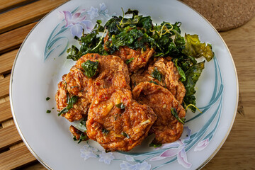 Fried Fish Cakes in ceramic plate 