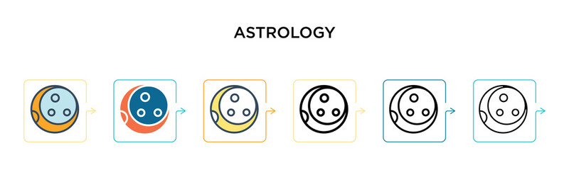 Astrology vector icon in 6 different modern styles. Black, two colored astrology icons designed in filled, outline, line and stroke style. Vector illustration can be used for web, mobile, ui