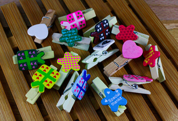Wooden Clothes Pin group and paper clip