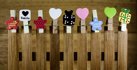 Wooden Clothes Pin group and paper clip