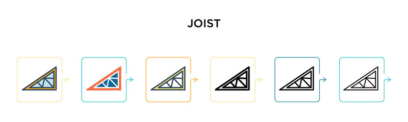 Joist vector icon in 6 different modern styles. Black, two colored joist icons designed in filled, outline, line and stroke style. Vector illustration can be used for web, mobile, ui