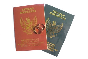 Marriage book for Indonesian, isolated on white