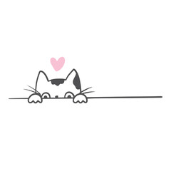 Cute Cat Doodle style illustrations. Set of Funny hand drawn cats.