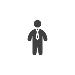 Businessman vector icon. filled flat sign for mobile concept and web design. Business man with tie glyph icon. Symbol, logo illustration. Vector graphics