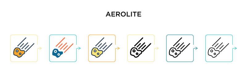 Aerolite vector icon in 6 different modern styles. Black, two colored aerolite icons designed in filled, outline, line and stroke style. Vector illustration can be used for web, mobile, ui