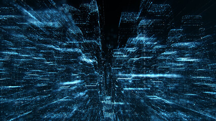 Futuristic digital generated motion abstract matrix cyber environment big data analytic artificial intelligent simulation for digital background