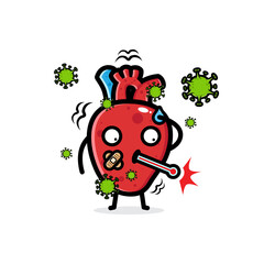 heart vector design sick with virus