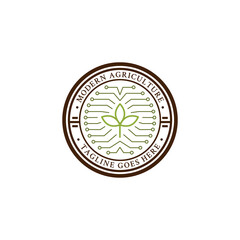 Premium technology agriculture logo vector, modern farm logo design template