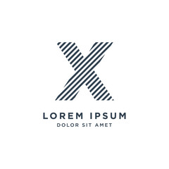 Striped letter X logo vector design template