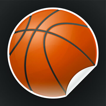 Basketball Sticker. Ball Sport Vector Design Art. Promotional Label Element. Badge White Background.