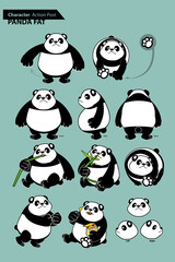 Panda Fat Character design set.