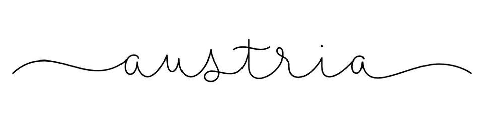 AUSTRIA black vector monoline calligraphy banner with swashes