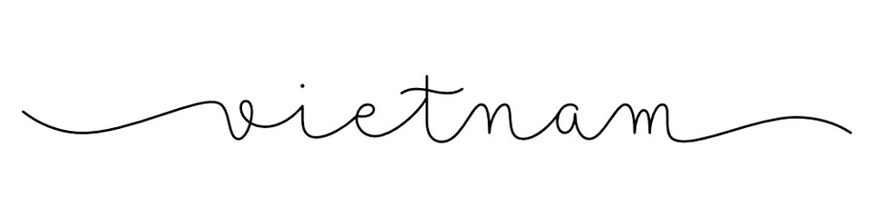 VIETNAM black vector monoline calligraphy banner with swashes