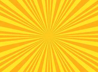 Sunlight rays horizontal background. Bright orange color burst background.