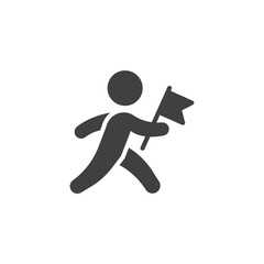 Running man with flag vector icon. filled flat sign for mobile concept and web design. Man holds a flag glyph icon. Competition symbol, logo illustration. Vector graphics