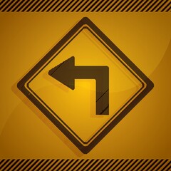 sharp left turn sign