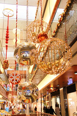 Antalya, Turkey, December 20, 2019. New year's interior design in a shopping center.